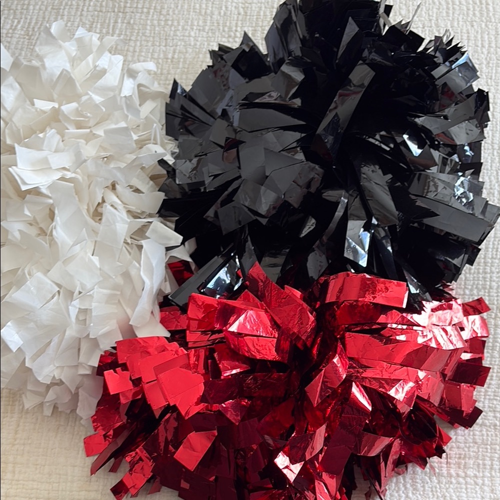 Festive Pom-Pom Party Decorations - Black, White, and Red